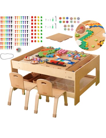 ⁨MASTERKIDZ Drewniany Stół Edukacyjny + AKCESORIA STEM WALL + 135 Klocków⁩ w sklepie Wasserman.eu