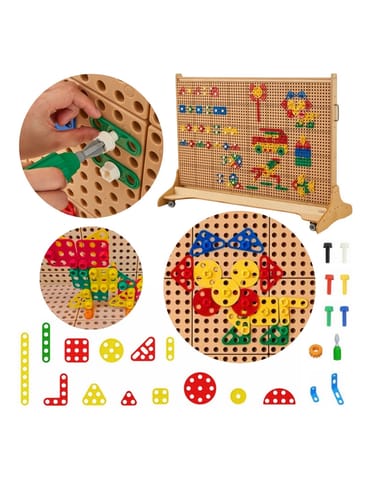 ⁨MASTERKIDZ Zestaw Geometrycznych Kształtów Klocków do Paneli Ściennych STEM 260 el.⁩ w sklepie Wasserman.eu