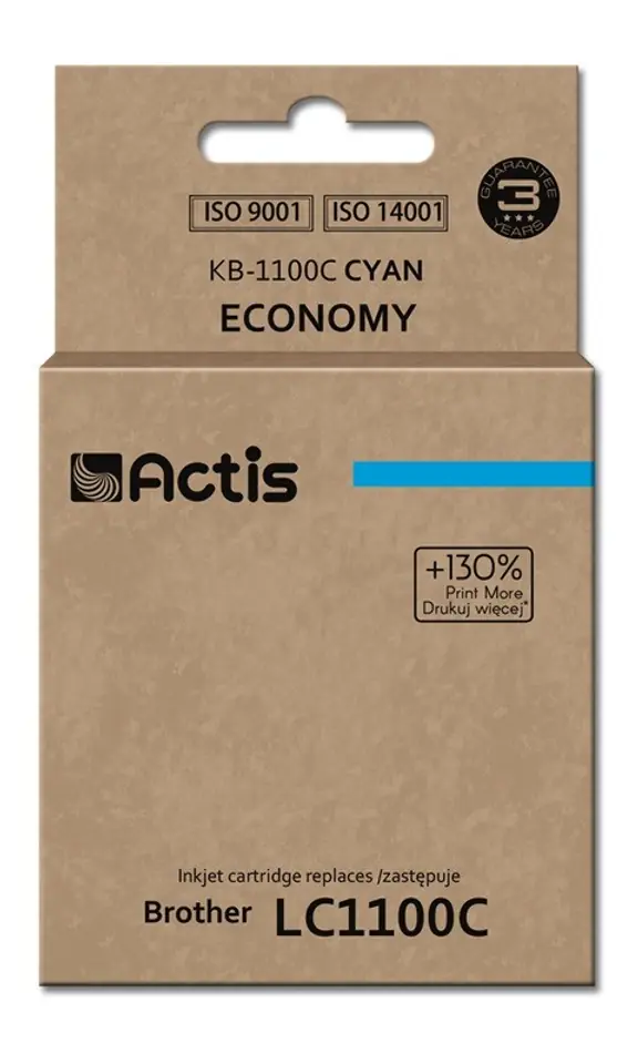⁨Tusz ACTIS KB-1100C (zamiennik Brother LC1100C/980C; Standard; 19 ml; niebieski)⁩ w sklepie Wasserman.eu