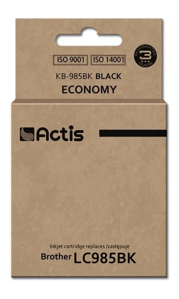 ⁨Actis KB-985Bk Tusz (zamiennik Brother LC985BK; Standard; 28,5 ml; czarny)⁩ w sklepie Wasserman.eu