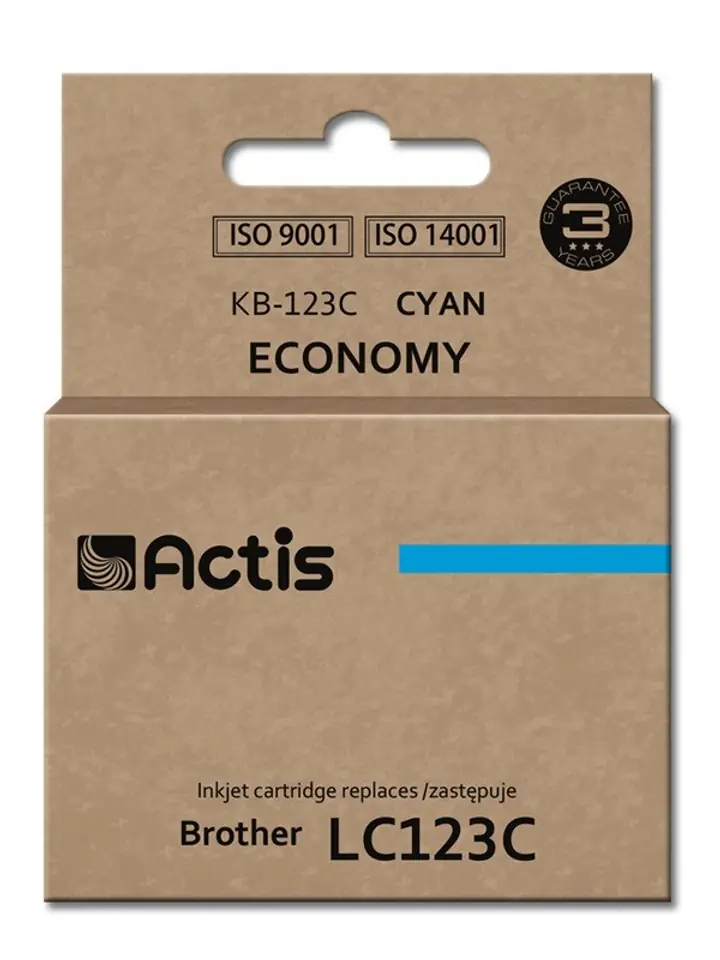 ⁨Actis KB-123C ink (replacement for Brother LC123C/LC121C; Standard; 10 ml; cyan)⁩ at Wasserman.eu