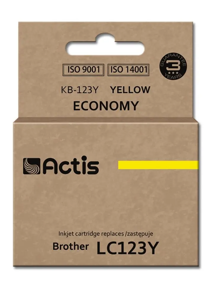 ⁨Actis KB-123Y ink (replacement for Brother LC123Y/LC121Y; Standard; 10 ml; yellow)⁩ at Wasserman.eu