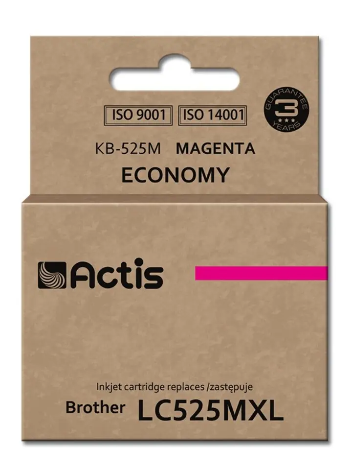 ⁨Actis KB-525M Tusz (zamiennik Brother LC525M; Standard; 15 ml; czerwony)⁩ w sklepie Wasserman.eu