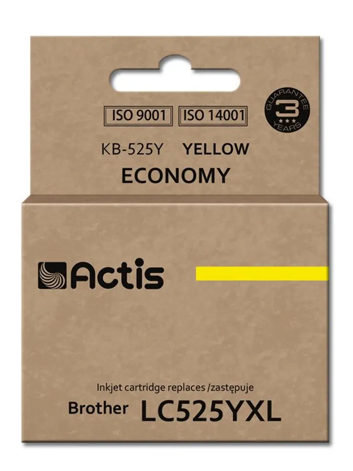 ⁨Actis KB-525Y ink (replacement for Brother LC-525Y; Standard; 15 ml; yellow)⁩ at Wasserman.eu