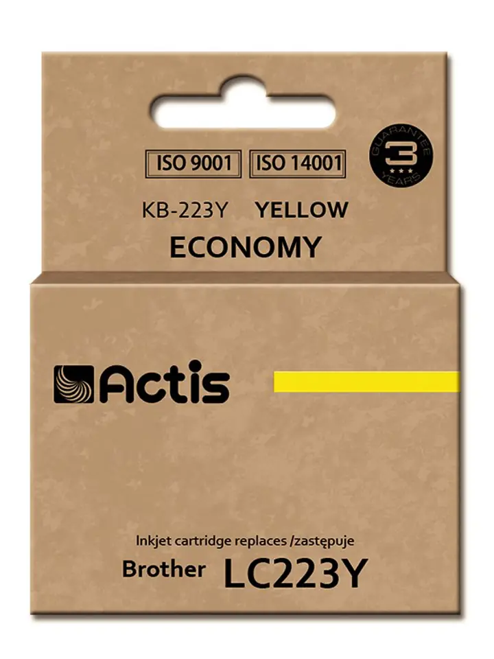 ⁨Actis KB-223Y Tusz (zamiennik Brother LC223Y; Standard; 10 ml; żółty)⁩ w sklepie Wasserman.eu