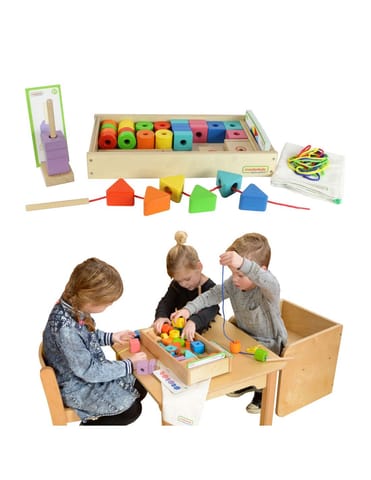 ⁨MASTERKIDZ Duża Drewniana Nawlekanka Sznurowanka Montessori⁩ w sklepie Wasserman.eu