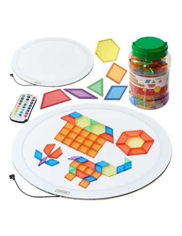 ⁨MASTERKIDZ Okrągły Panel Świetlny LED Kolorowy +  Klocki Montessori Mozaika 140 el.⁩ w sklepie Wasserman.eu