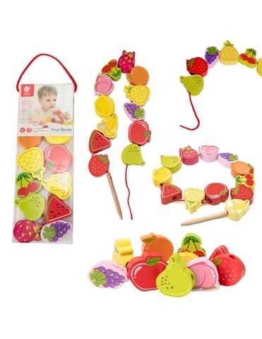 ⁨CLASSIC WORLD Drewniane Klocki do Nawlekania Owoce 13 el.⁩ w sklepie Wasserman.eu