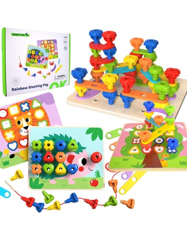 ⁨TOOKY TOY Wielofunkcyjna Tablica Zestaw Kolorowych Śrubek Nauka Kształtów⁩ w sklepie Wasserman.eu