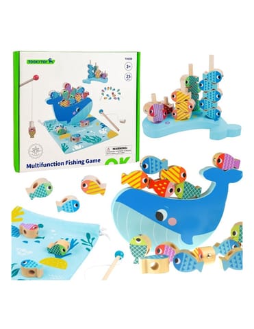 ⁨TOOKY TOY Drewniana Gra Wieloryb i Rybki Wielofunkcyjna 4 w 1⁩ w sklepie Wasserman.eu