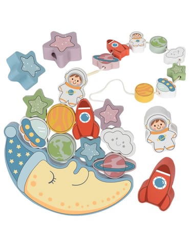 ⁨TOOKY TOY Kosmiczny Śpiący Księżyc Balansująca Układanka Drewniana Nawlekanka Montessori Kosmos⁩ w sklepie Wasserman.eu