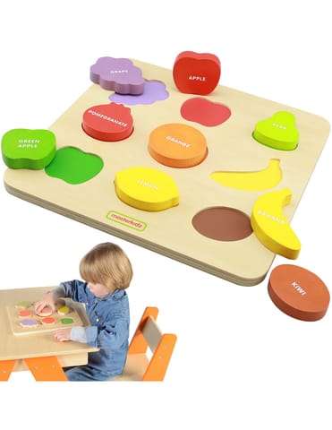 ⁨MASTERKIDZ Drewniany Sorter Kształtów Kolorowe Owoce Montessori⁩ w sklepie Wasserman.eu