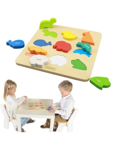 ⁨MASTERKIDZ Drewniany Sorter Kształtów Kolorowe Zwierzątka Montessori⁩ w sklepie Wasserman.eu