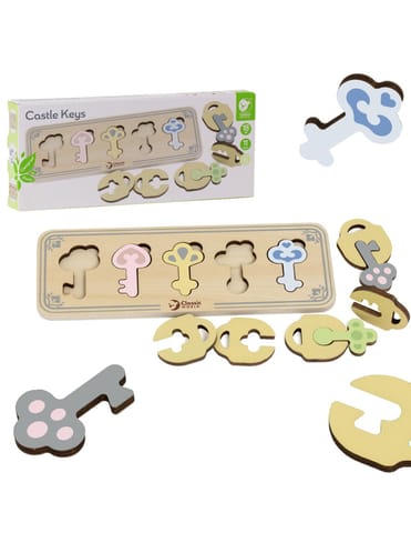 ⁨CLASSIC WORLD Drewniana Układanka Montessori Sensoryczna Klucze i Zamki do Dopasowania⁩ w sklepie Wasserman.eu