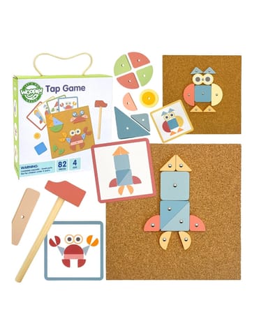 ⁨WOOPIE GREEN Drewniana Przybijanka z Młotkiem Układanka 20 wzorów 82 el.⁩ w sklepie Wasserman.eu