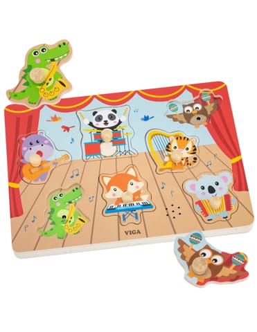 ⁨VIGA Puzzle Dźwiękowe Dopasuj Muzykujące Zwierzęta⁩ w sklepie Wasserman.eu