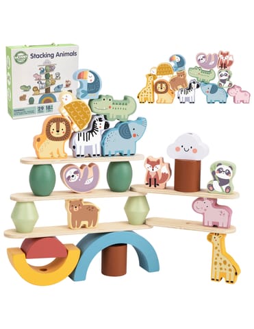 ⁨WOOPIE GREEN Balansujące Drewniane Zwierzęta Układanka w Stosy FSC⁩ w sklepie Wasserman.eu
