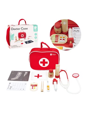 ⁨CLASSIC WORLD Drewniany Zestaw Walizka Małego Doktora Lekarza 19 el.⁩ w sklepie Wasserman.eu