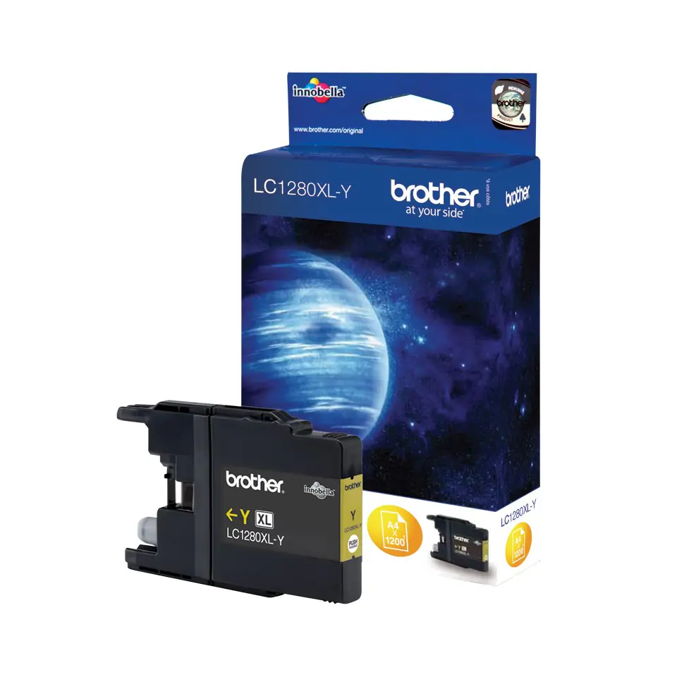 ⁨Tusz Brother żółty LC1280XLY=LC-1280XLY, 1200 str.⁩ w sklepie Wasserman.eu