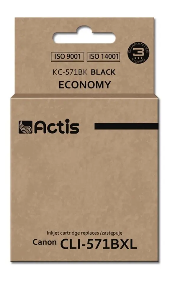 ⁨Actis KC-571Bk ink (replacement for Canon CLI-571Y; Standard; 12 ml; black)⁩ at Wasserman.eu