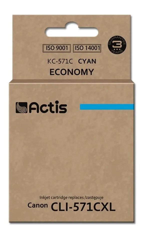 ⁨Actis KC-571C Tusz (zamiennik Canon CLI-571C; Standard; 12 ml; niebieski)⁩ w sklepie Wasserman.eu