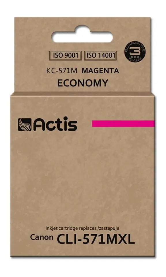 ⁨Actis KC-571M ink (replacement for Canon CLI-571M; Standard; 12 ml; magenta)⁩ at Wasserman.eu