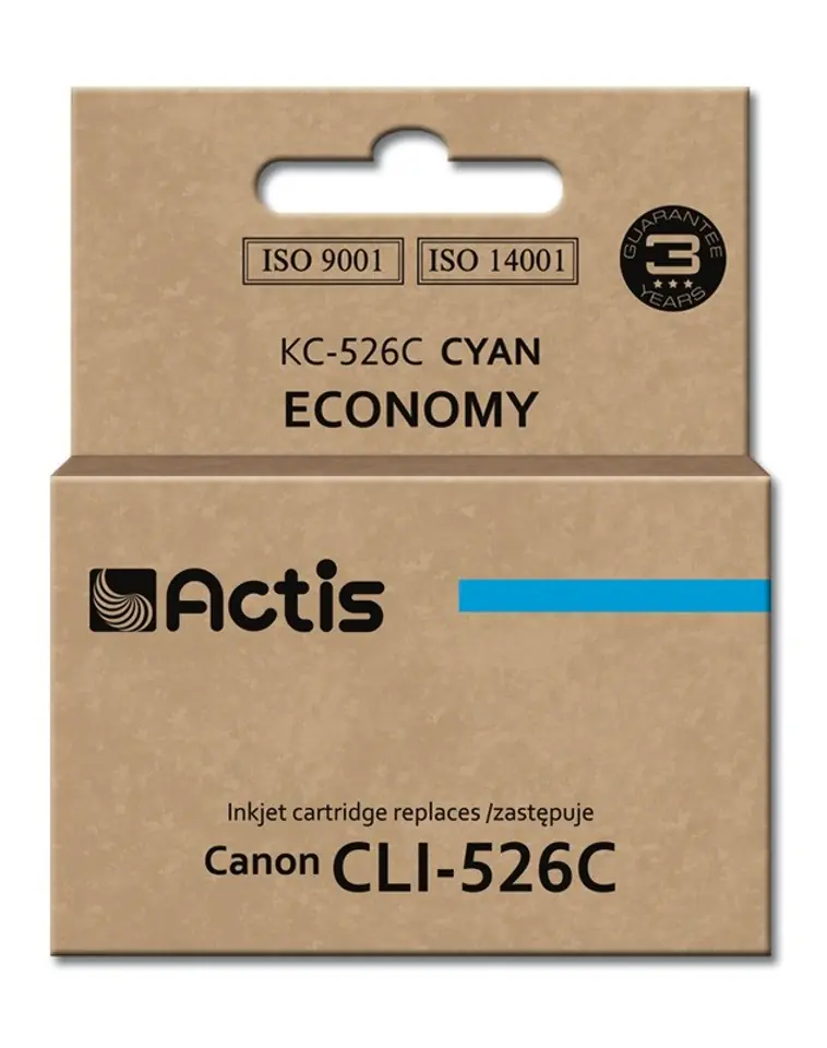 ⁨Tusz ACTIS KC-526C (zamiennik Canon CLI-526C; Standard; 10 ml; niebieski)⁩ w sklepie Wasserman.eu