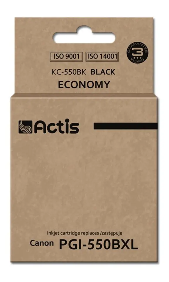 ⁨Actis KC-550Bk ink (replacement for Canon PGI-550Bk; Standard; 23 ml; black (with chip)⁩ at Wasserman.eu