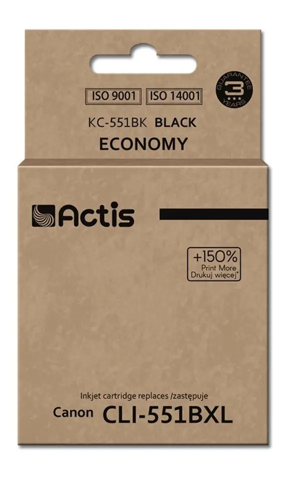 ⁨Actis KC-551Bk ink (replacement for Canon CLI-551Bk; Standard; 12 ml; black (with chip)⁩ at Wasserman.eu