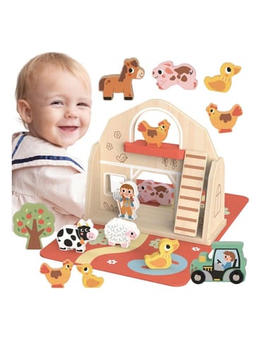 TOOKY TOY Drewniana Składana Farma w Walizce ze Zwierzątkami w sklepie Wasserman.eu