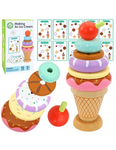 ⁨WOOPIE GREEN Drewniane Lody Układanka Montessori Cukiernia 12 el. FSC⁩ w sklepie Wasserman.eu