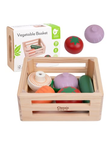 ⁨CLASSIC WORLD Zestaw Drewnianych Warzyw w Koszyku 6 el.⁩ w sklepie Wasserman.eu