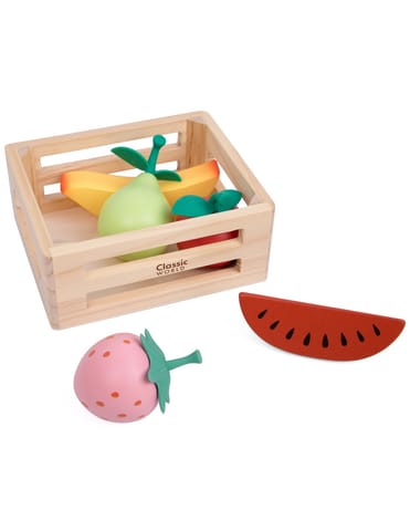 ⁨CLASSIC WORLD Zestaw Drewnianych Owoców w Koszyku 6 el.⁩ w sklepie Wasserman.eu