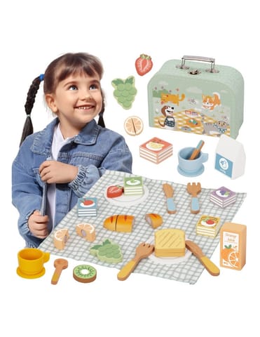 ⁨TOOKY TOY Zestaw Piknikowy Jedzenie Do Krojenia Na Rzepy Zestaw Śniadaniowy⁩ w sklepie Wasserman.eu