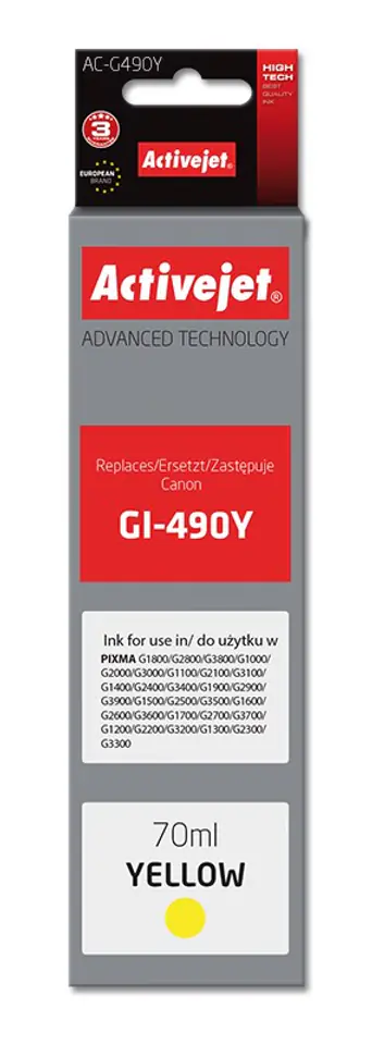 Activejet AC-G490Y Tusz (zamiennik Canon GI-490Y; Supreme; 70 ml; 7000 stron, żółty) w sklepie Wasserman.eu