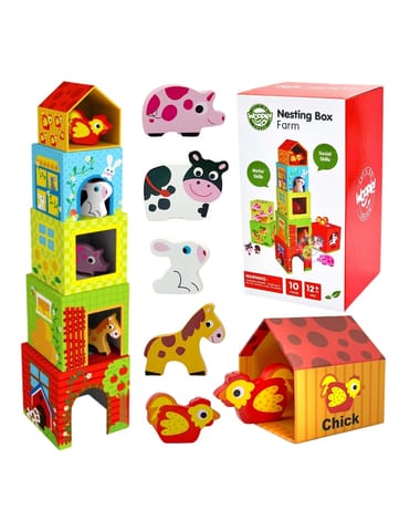 ⁨WOOPIE GREEN Układanka Kostki Farma w Pudełkach + Figurki 10 el.⁩ w sklepie Wasserman.eu