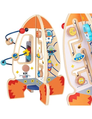 ⁨Tooky Toy Duża Drewniana Zabawka Edukacyjna Wielofunkcyjna Rakieta⁩ w sklepie Wasserman.eu