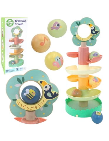 ⁨WOOPIE GREEN Drewniany Kulodrom Tor Kulkowy Sensoryczny Edukacyjny 6 el.⁩ w sklepie Wasserman.eu