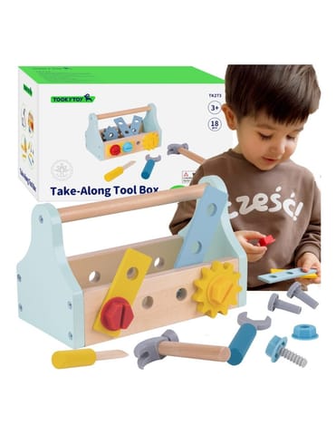 ⁨TOOKY TOY Drewniana Skrzynka z Narzędziami Zestaw 18 el.⁩ w sklepie Wasserman.eu