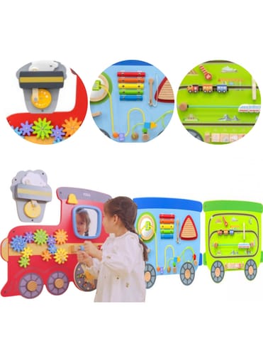 ⁨VIGA Drewniana Tablica Sensoryczna-Manipulacyjna EDU Pociąg⁩ w sklepie Wasserman.eu