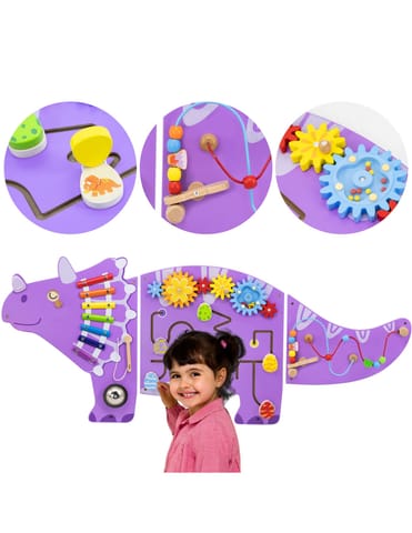 ⁨VIGA Drewniana Tablica Sensoryczna-Manipulacyjna EDU Triceratops⁩ w sklepie Wasserman.eu