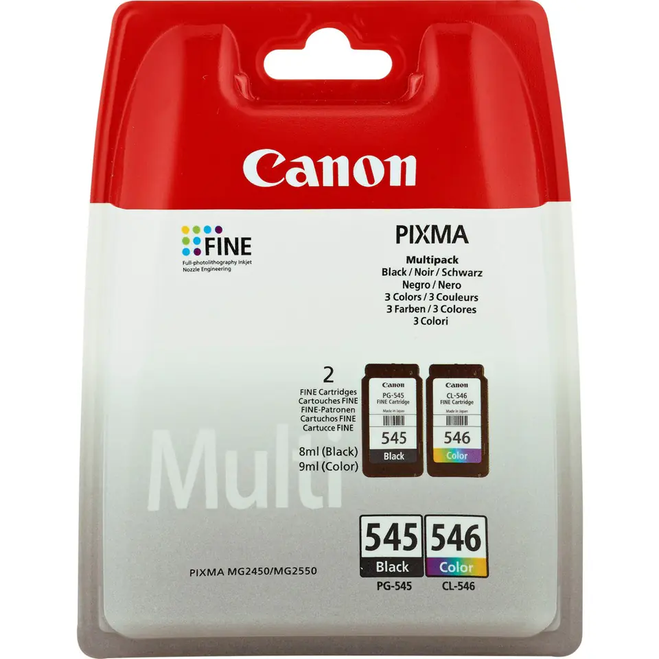 ⁨Tusz Canon zestaw PG-545/CL-546=PG545/CL546=8287B005, zawiera czarny i kolor, PG-545+CL-546⁩ w sklepie Wasserman.eu