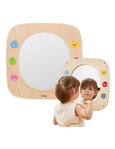 ⁨VIGA Drewniana Tablica z Lustrem i Emotkami⁩ w sklepie Wasserman.eu