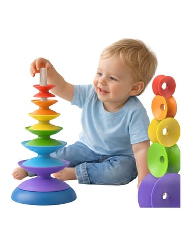 ⁨WOOPIE BABY Kolorowa Wieża Układanka Piramidka Edukacyjna 18m+⁩ w sklepie Wasserman.eu