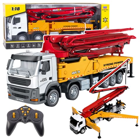 ⁨Ciężarówka Budowlana Betoniarka Z Pompą Huina Metalowa 1:18⁩ w sklepie Wasserman.eu