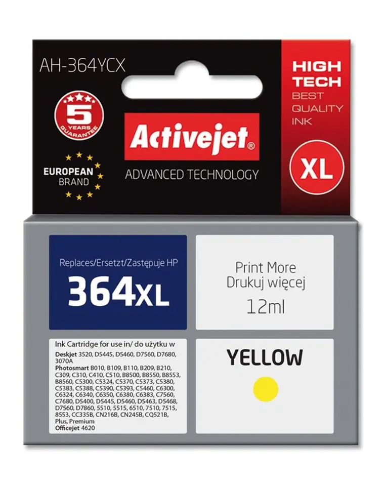 ⁨Activejet AH-364YCX ink (replacement for HP 364XL CB325EE; Premium; 12 ml; yelllow⁩ at Wasserman.eu
