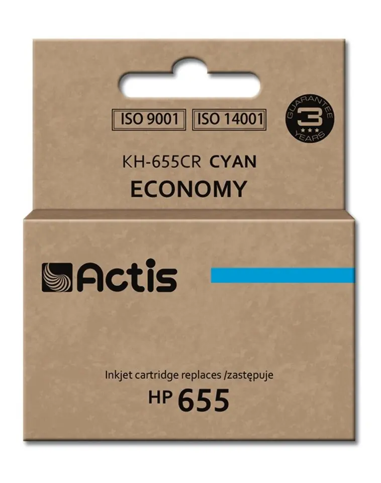 ⁨Actis KH-655CR ink (replacement for HP 655 CZ110AE; Standard; 12 ml; cyan)⁩ at Wasserman.eu