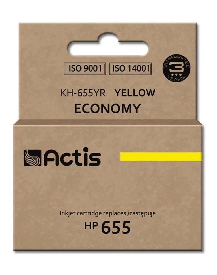 ⁨Actis KH-655YR Tusz (zamiennik HP 655 CZ112AE; Standard; 12 ml; żółty)⁩ w sklepie Wasserman.eu