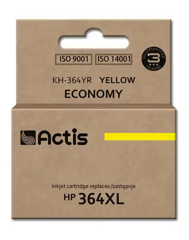 ⁨Tusz ACTIS KH-364YR (zamiennik HP 364XL CB325EE; Standard; 12 ml; żółty)⁩ w sklepie Wasserman.eu