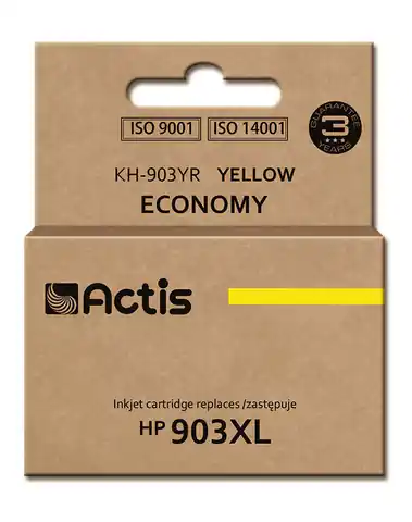⁨Tusz Actis KH-903YR (zamiennik HP 903XL T6M11AE; Standard; 12ml; żółty) - Nowy Chip⁩ w sklepie Wasserman.eu